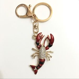 NWOT Rhinestone Lobster Key Chain Ring Charm